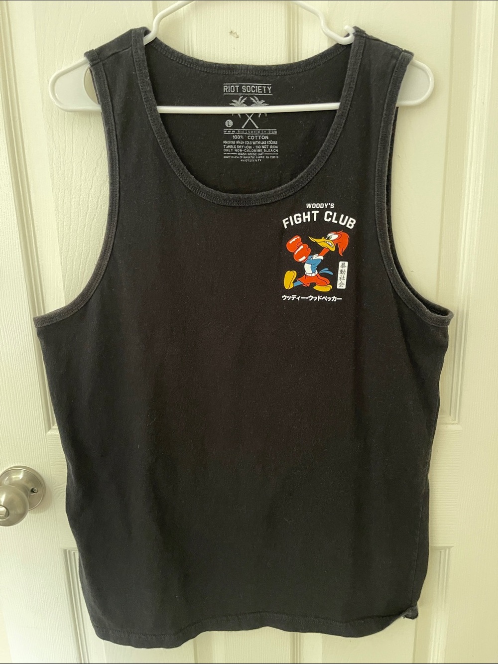 riot society Black Woody Boxing Graphic Tank